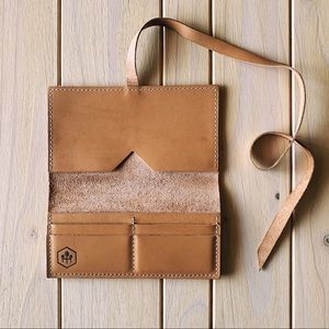 Beige Leather Wrap Wallet